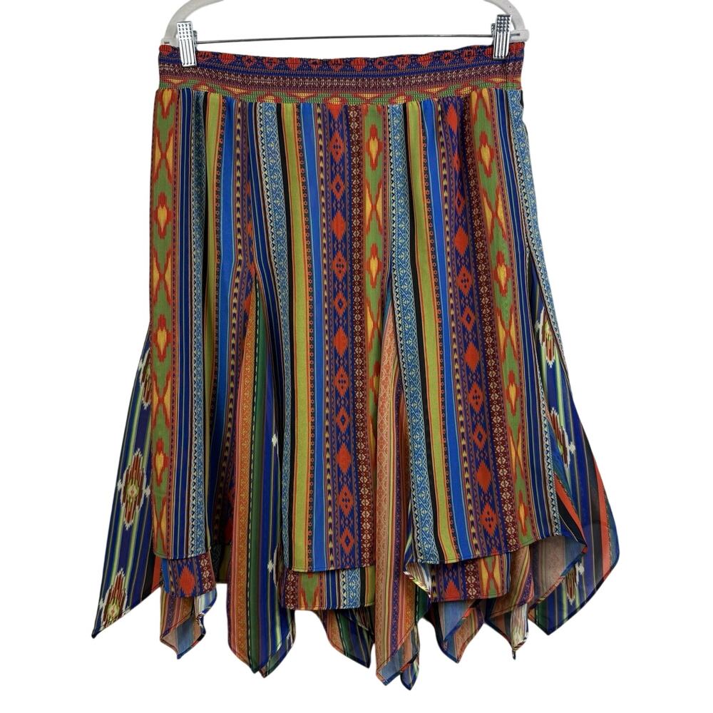 Soft Surroundings Multi-Color Striped Handkerchief-Hem Midi Skirt